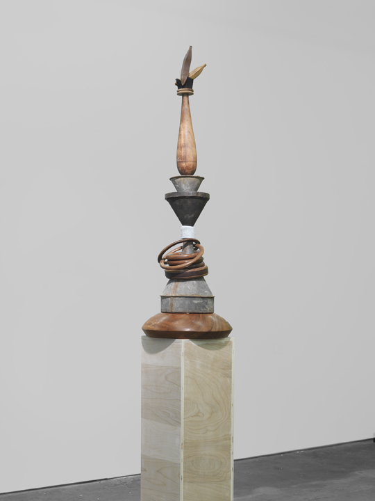 JASON BAILER LOSH Bananas in the Bush, 2016 Walnut, tin, paint roller, concrete stain, lead, horse hair, and pine 44 x 14 x 14 inches