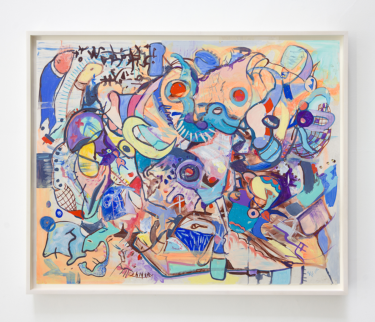 Sparrow Accretions by Rives Granade, 2019 acrylic gouache and flashe on paper, 40 x 30 in