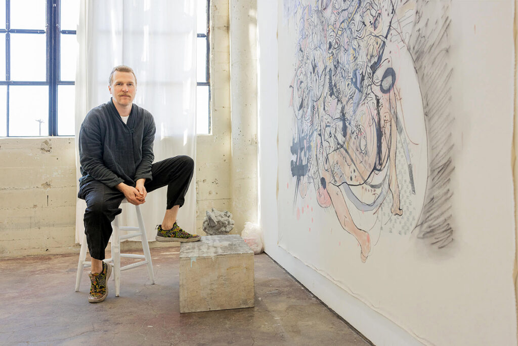 artist Rives Granade in his studio in dtla