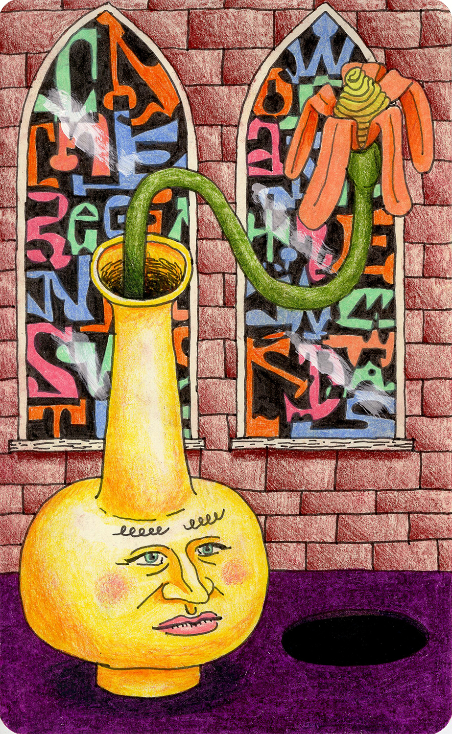 Doubt, 2016 by Ben Sanders, Ink and colored pencil on paper 8.25 x 5 inches 10 x 7 inches framed
