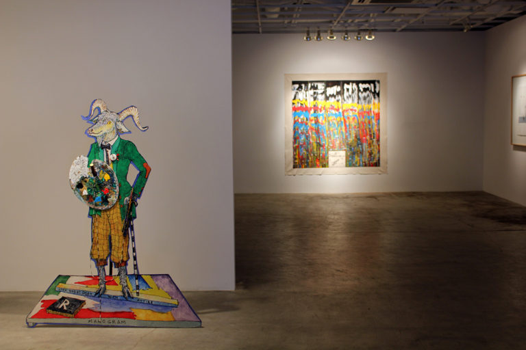 Installation image of William T. Wiley Goat and Raven at Ochi Gallery, Ketchum, Idaho