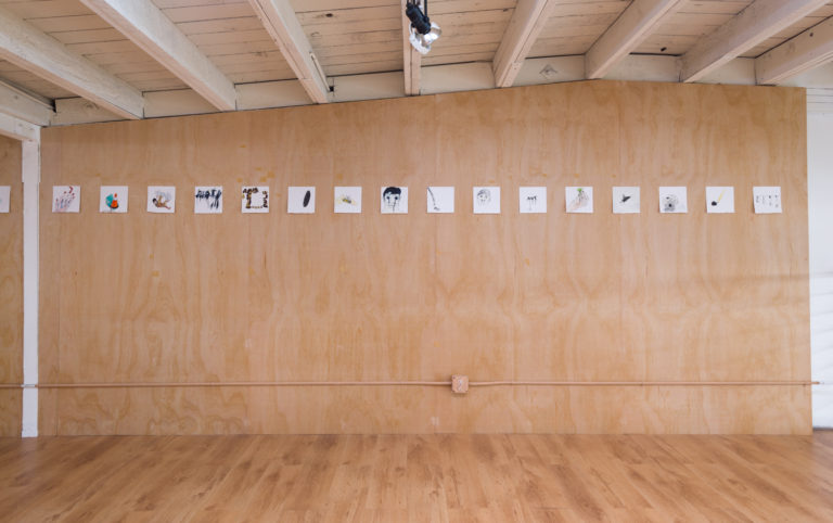 Installation image of The Artists' Prison by Eve Wood at Ochi Projects, Los Angeles