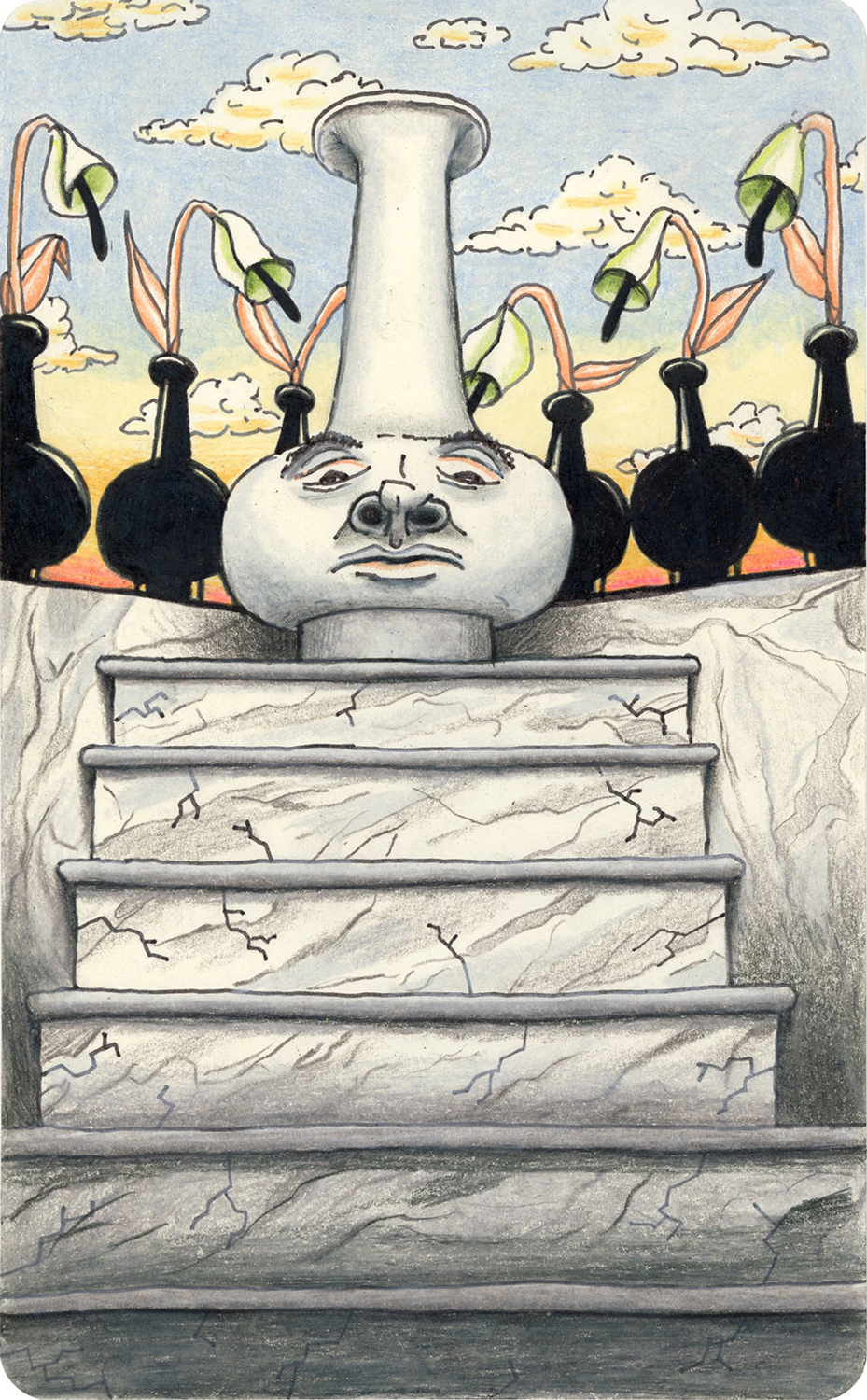 Study for “The Power”, 2017 by Ben Sanders, Ink and colored pencil on paper 8.25 x 5 inches 10 x 7 inches framed