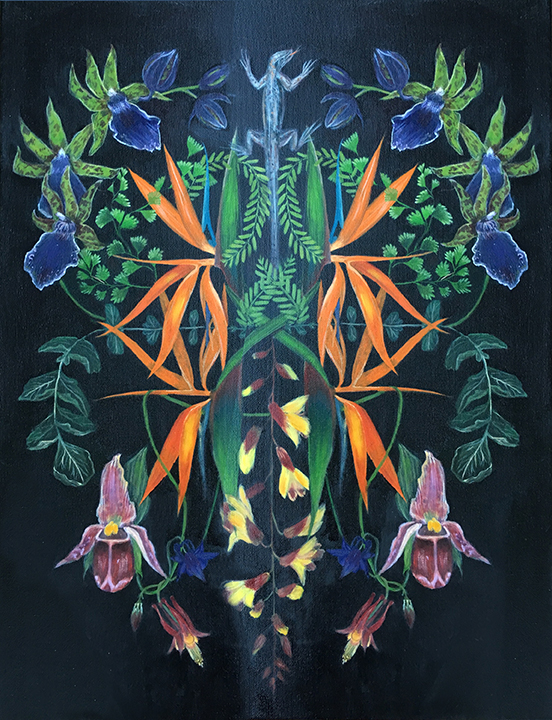 Velia de Iuliis Flora 2, 2016 gouache and oil on canvas 24 x 18 in