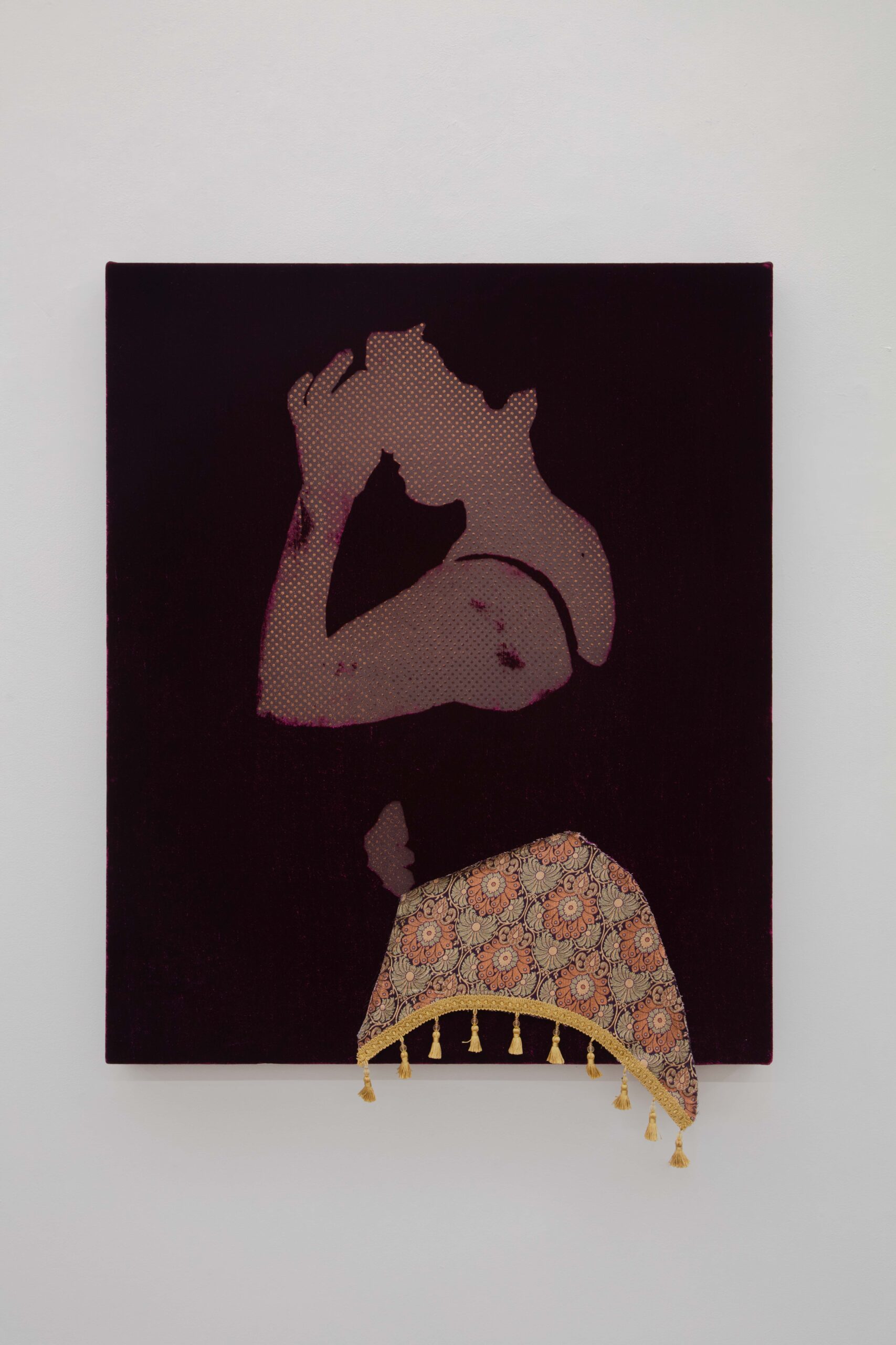 A woman touching her face and belly